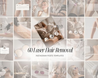 60 Instagram-sjablonen voor laserontharing | Epileercanva | Sjabloon schoonheidsspecialiste | Socialmediapost lasertechnicus | Esthetische IPL-post