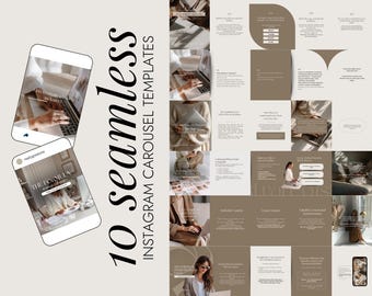 Seamless Carousel Instagram Templates | Beige Aesthetic Content | UGC Strategic Marketing |  Aesthetic Social Media | Influencer Canva Post