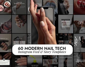 60 Modern Nail Tech Templates | Nail Artist Instagram | Nail Technician Social Media Posts | Gel Nails Templates | Manicurist Stylist Posts