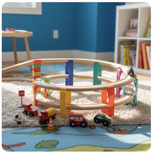 Farbenfrohe Spirale für die Holzeisenbahn - Brio® / Duplo® / Lego® / Lillabo® / IKEA® Adapter Zubehör Geschenk
