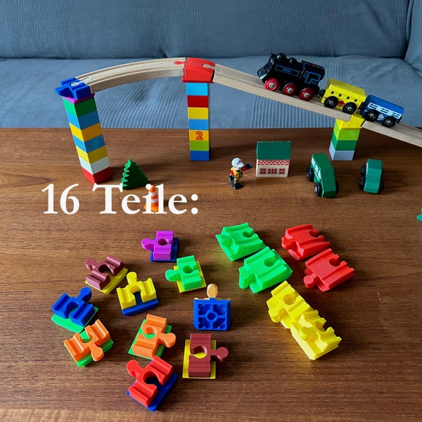 16 x Brio / Duplo / Lego / Lillabo / IKEA Holzeisenbahn - Adapter