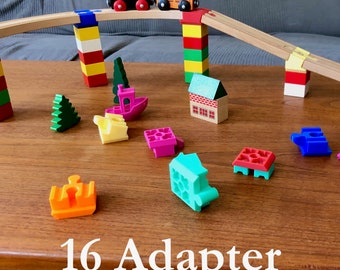 16 x Brio / Duplo / Lego / Lillabo / IKEA Holzeisenbahn - Adapter