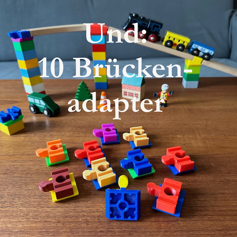 16 x Brio / Duplo / Lego / Lillabo / IKEA Holzeisenbahn Adapter Bild 4