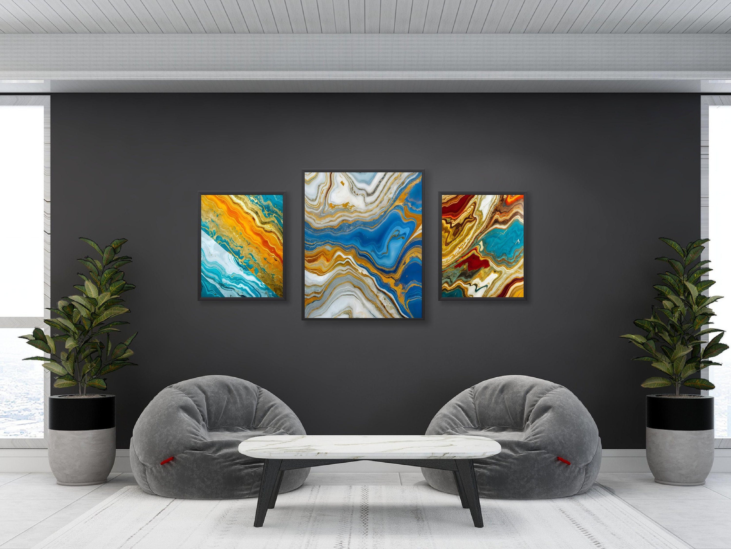 Set of 3 Prints Gallery Vibrant Colors Painting Abstract 