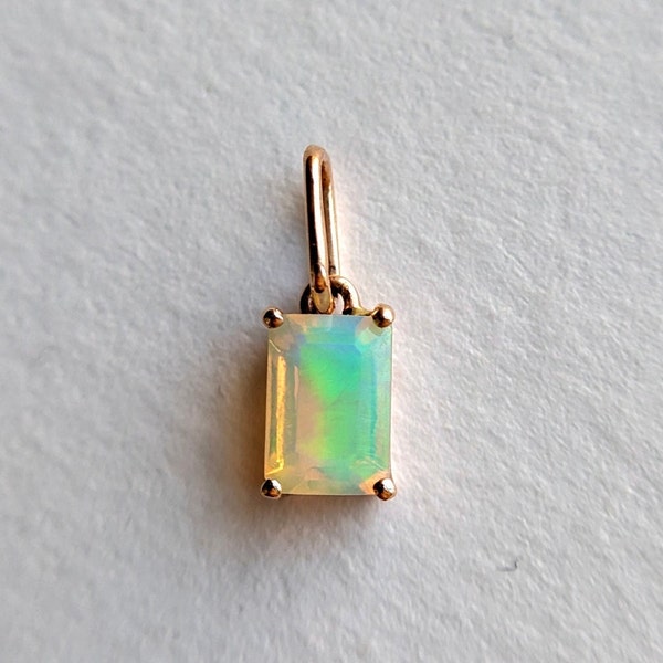 Natural Ethiopian Opal Charm, 14k Solid Rose Gold Ethiopian Opal Charm, Charm Pendant, Gift For Her, Charm Necklace, Gold Charms, Opal Charm