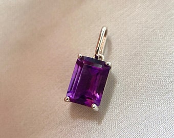 7x5MM Amethyst Charm, 14k Solid Handmade White Gold natural Amethyst Charm, Charm Pendant, Gift For Her, Charm Necklace, Gold Charms