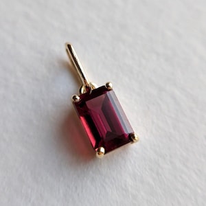 6x4MM Rhodolite Garnet Charm, 14k Solid Yellow Gold Rhodolite Charm, Charm Pendant, Gift For Her, Charm Necklace, Gold Charms