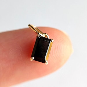 6x4MM Black Spinel Charm, 14k Solid Yellow Gold Handmade Black Spinel Charm, Charm Pendant, Gift For Her, Charm Necklace, Gold Charms