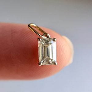 6x4MM Moissanite Charm, 14k Solid Yellow Gold Moissanite Charm, Handmade Charm Pendant, Gift For Her, Charm Necklace, Gold Charms