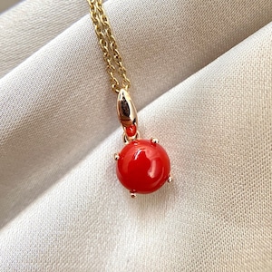 6MM Natural Red Italian Coral Charm, 14k Solid Red Coral Charm, Handmade Charm Pendant, Gift For Her, Charm Necklace, Gold Charms
