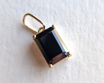 Black Spinel Charm, 14k Solid Yellow Gold Black Spinel Charm, Charm Pendant, Gift For Her, Charm Necklace, Gold Charms, Spinel Charms