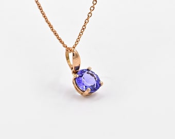 6mm Tanzanite Charm: 14k Solid Gold Pendant