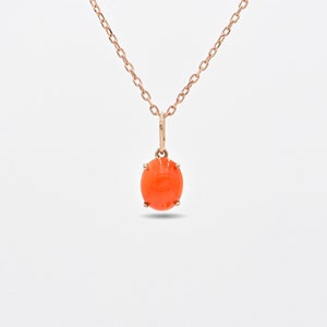 8x10MM Natural Pink Japanese Coral Pendant, 14k Solid Rose Gold Pink Coral Pendant, Dainty Coral Pendant, Gift For Her, Minimal Gold Pendant
