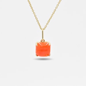 8MM Natural Pink Japanese Coral Pendant, 14k Solid Yellow Gold Coral Pendant, Dainty Coral Pendant, Gift For Her, Minimal Gold Pendant