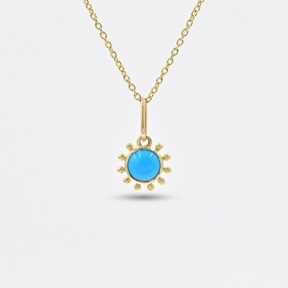Buy 14K Solid Gold Arizona Turquoise Pendant: Handmade Dainty 