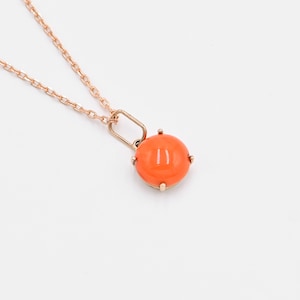 9MM Natural Pink Japanese Coral Pendant, 14k Solid Rose Gold Pink Coral Pendant, Dainty Coral Pendant, Gift For Her, Minimal Gold Pendant