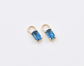 Pendientes de topacio azul Londres en oro de 14 k (piedra natal de diciembre)