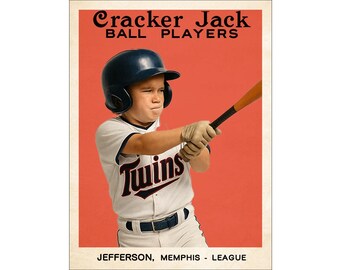 Custom “Cracker Jack”-Style Sports Card – 8 Personalized Vintage Cards | Cracked Ice or Holographic | 35pt Premium | Custom Stats & Bio