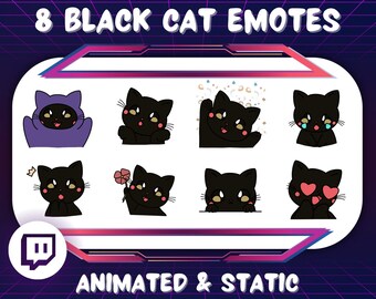 Animated Black Cat Emotes for Twitch and Discord (Digital Download)