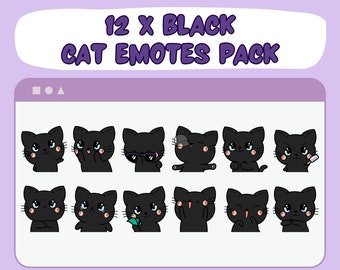 Schwarze Katze Emotes Pack | 12 Animierte und Statische Emotes | Twitch/ Discord | Sofort Download