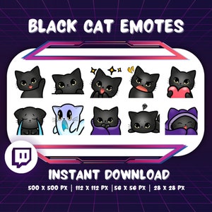 黒猫のエモート 10 個 | Twitch と Discord のバンドル | 猫の Twitch エモート | 猫のエモート | 黒猫の Twitch エモート | Discord エモート