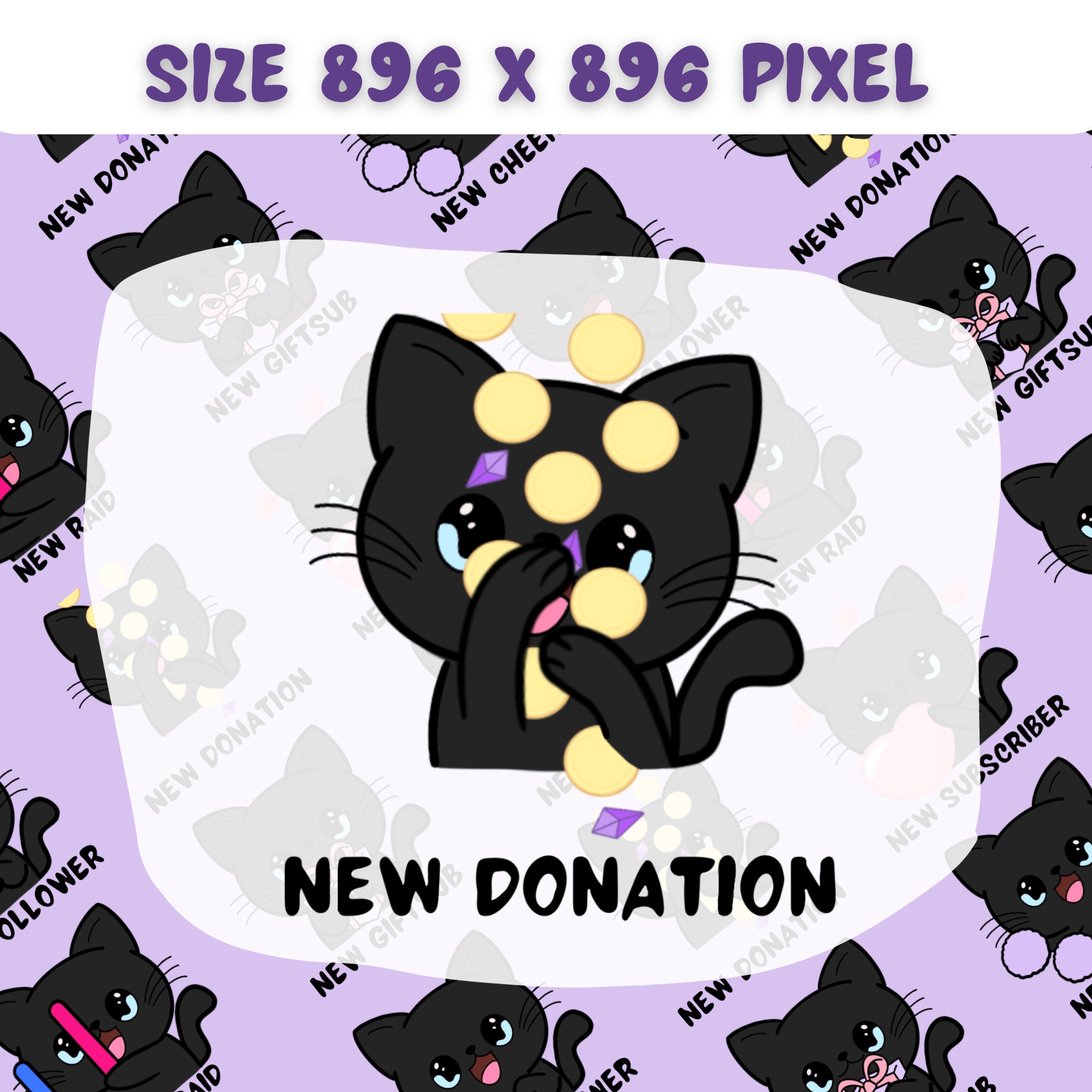 Alert Cat Animated Black Cat Twitch Alerts Bundle | 6 Animations + 6 Static ...