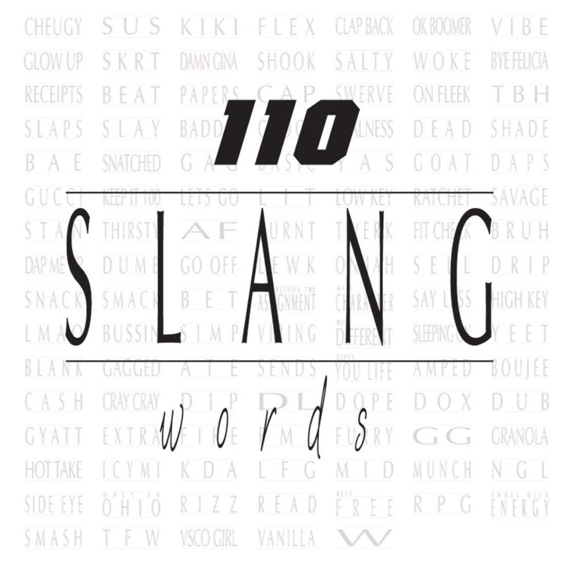 Slang Text, Slang Words, Clipart, Digital Download, Instant Download