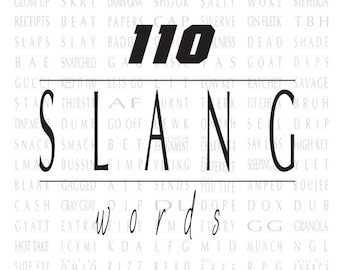 Slang text, Slang Words, Clipart, Digital Download, Instant Download, Gen Z and Millenial Slang Words, No Cap, Chuegy, Teen Words, Teenager
