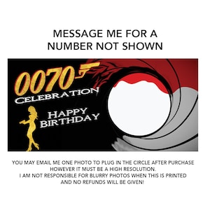 3&#39;x6&#39; James Bond Banner in Color, Place your name & face, Digital Download, 1 pdf file