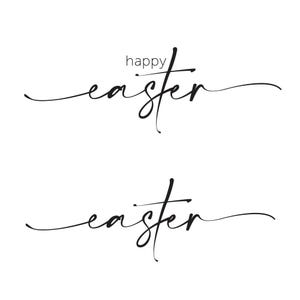 Puede incluir: Caligrafía manuscrita en tinta negra que dice "feliz pascua" y "pascua" sobre un fondo blanco.