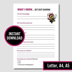 Self Reflection Worksheet, Sassy Self Awareness Journal (Instant Download)
