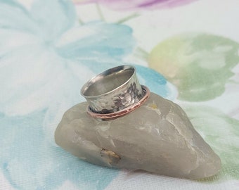 Rotating anxiety ring Rotating ring in silver and copper Anti stress ring Forged jewelry Rotating ring Handmade jewelry