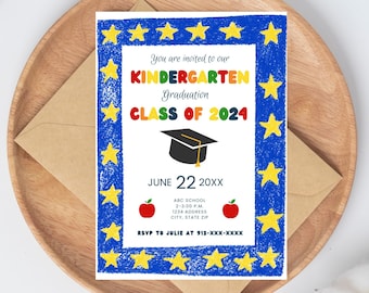 Editable Preschool Graduation Invitation, PreK Announcement Party Invite, Preschool Electronic Template, Editable Printable Template, 2024