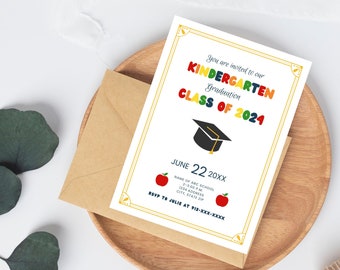 Editable Preschool Graduation Invitation, PreK Announcement Party Invite, Preschool Electronic Template, Editable Printable Template, 2024
