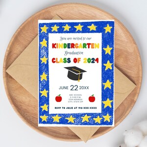 Editable Preschool Graduation Invitation, PreK Announcement Party Invite, Preschool Electronic Template, Editable Printable Template, 2024