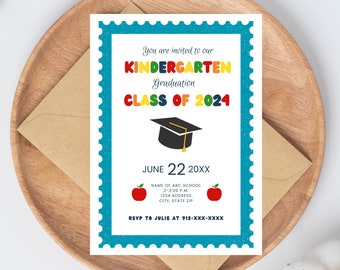 Editable Preschool Graduation Invitation, PreK Announcement Party Invite, Preschool Electronic Template, Editable Printable Template, 2024