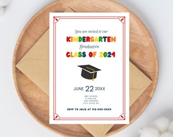 Editable Preschool Graduation Invitation, PreK Announcement Party Invite, Preschool Electronic Template, Editable Printable Template, 2024