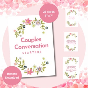 Conversatiestarters voor paren, afdrukbaar Valentijnsdagcadeau, conversatiestartkaarten, kaartspellen voor paren, vragen voor paren