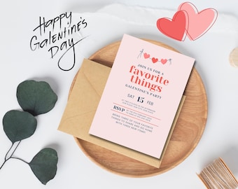 Galentines Day brunch invitation template, editable galentines party invitation, friends valentine's day invite, favorite things invitation