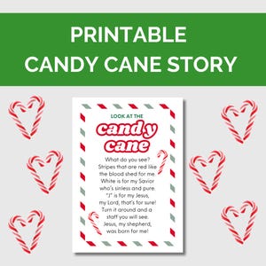 Legend of the Candy Cane holder, Printable Christmas Tags, Christian Gift, Candy Cane Poem Story, Instant Download, Holiday Gift Ideas