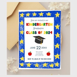 Preschool Grad, Class Of 2024, Editable Printable Template, Pre- K Graduation, Kindergarten Graduation Ceremony Invitation