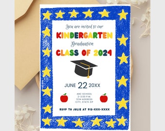 Preschool Grad, Class Of 2024, Editable Printable Template, Pre- K Graduation, Kindergarten Graduation Ceremony Invitation