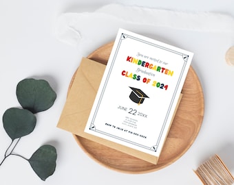 Editable Kindergarten Graduation Invitation, Kindergarten Party Invite, Kindergarten Graduation Flyer, Editable Printable Template