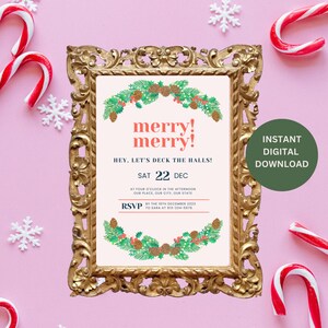 Editable Christmas Party Invitation, Holiday Party Invitation, Modern Christmas Party, Digital Invitation, Instant Download
