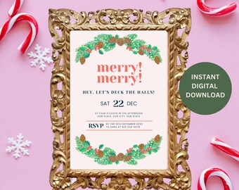 Editable Christmas Party Invitation, Holiday Party Invitation, Modern Christmas Party, Digital Invitation, Instant Download