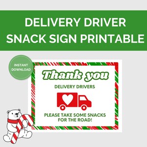 Delivery Driver Snack Sign Printable, Delivery Driver Thank You Sign Printable Download, Delivery Driver Holiday Sign