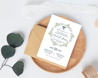 Nurse Graduation Ceremony Invitation Template, Nursing School Graduation Announcement, Boho Rn Graduate Invite, Medical Graduation