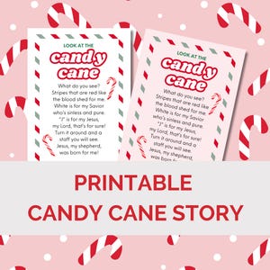 Legend of the Candy Cane holder, Printable Christmas Tags, Christian Gift, Candy Cane Poem Story, Instant Download, Holiday Gift Ideas