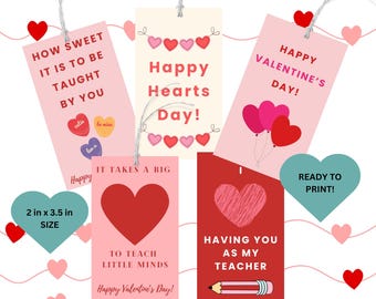 Valentinstag Lehrer Anhänger. Druckbare Geschenkanhänger für Valentinstag. Druckbares PDF. Sofort Download. Valentinstag Anhänger. Anerkennung durch den Lehrer