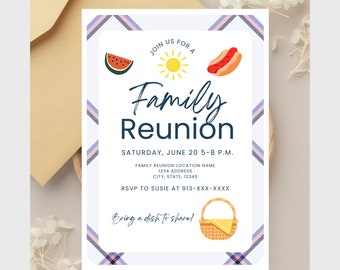 Editable Family Reunion Invitation | Family Picnic Invitation | Summer Picnic | Family Reunion Invitation Template | Family Bbq